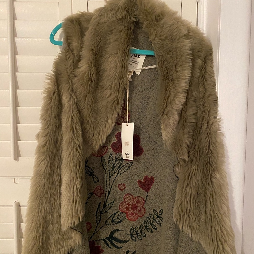 NWT Dylan Fur Vest with Floral Detail
